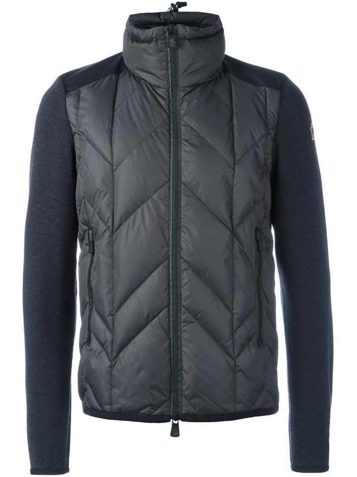 Moncler Grenoble Quilted Zip Up Jacket, Men's, Size: Small, Grey, Feather Down/polyamide/virgin Wool