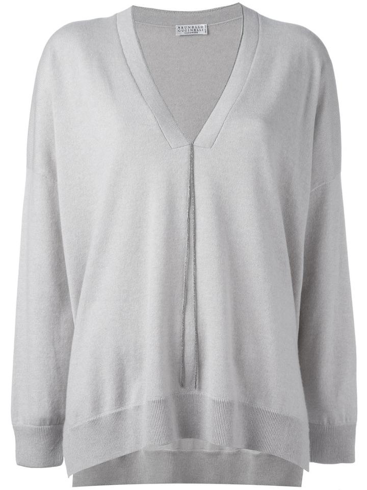 Brunello Cucinelli Chain Detail Jumper, Women's, Size: Large, Nude/neutrals, Cashmere
