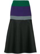 Kolor Striped High-rise Skirt - Black