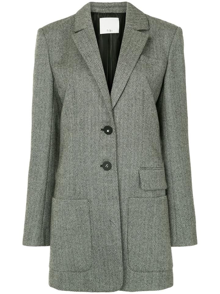 Tibi Herringbone Car Blazer - Black