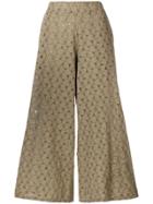 Labo Art Embroidered Wide Leg Trousers - Nude & Neutrals