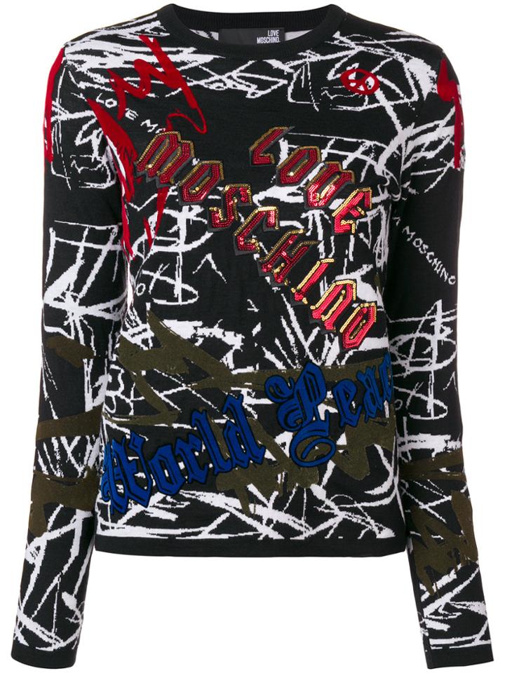 Love Moschino Graffiti Print Jumper - Black