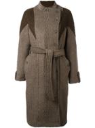 Diesel Dislocated Fastening Belted Coat - Brown