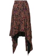 Proenza Schouler Paisley Floral Asymmetrical Skirt - Black