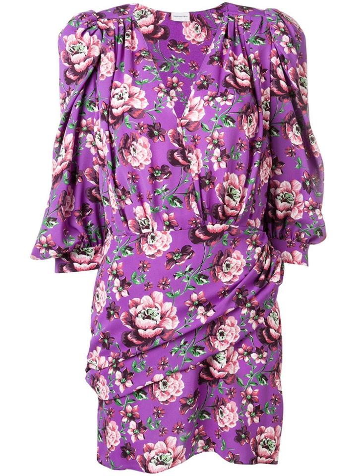 Magda Butrym Floral Print Ruched Dress - Purple