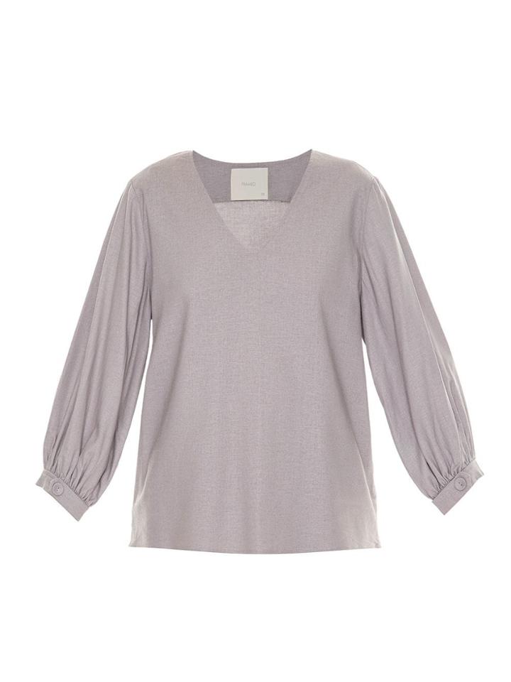 Framed Long Sleeved Blouse - Grey