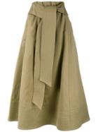 Joseph Front Knot Midi Skirt, Women's, Size: 38, Green, Cotton/linen/flax