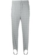 Le Ciel Bleu - Checked Strap Detail Trousers - Women - Polyurethane/rayon/tencel - 36, Grey, Polyurethane/rayon/tencel
