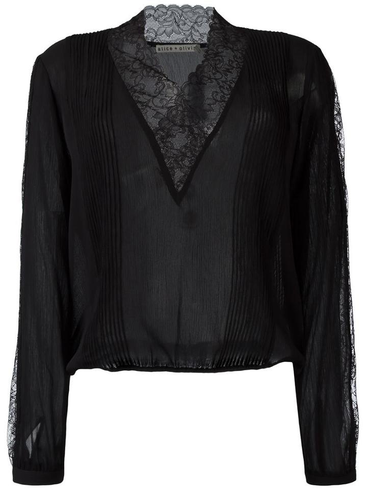 Alice+olivia 'kaitlyn' Lace Blouse, Women's, Size: 4, Black, Polyester/nylon