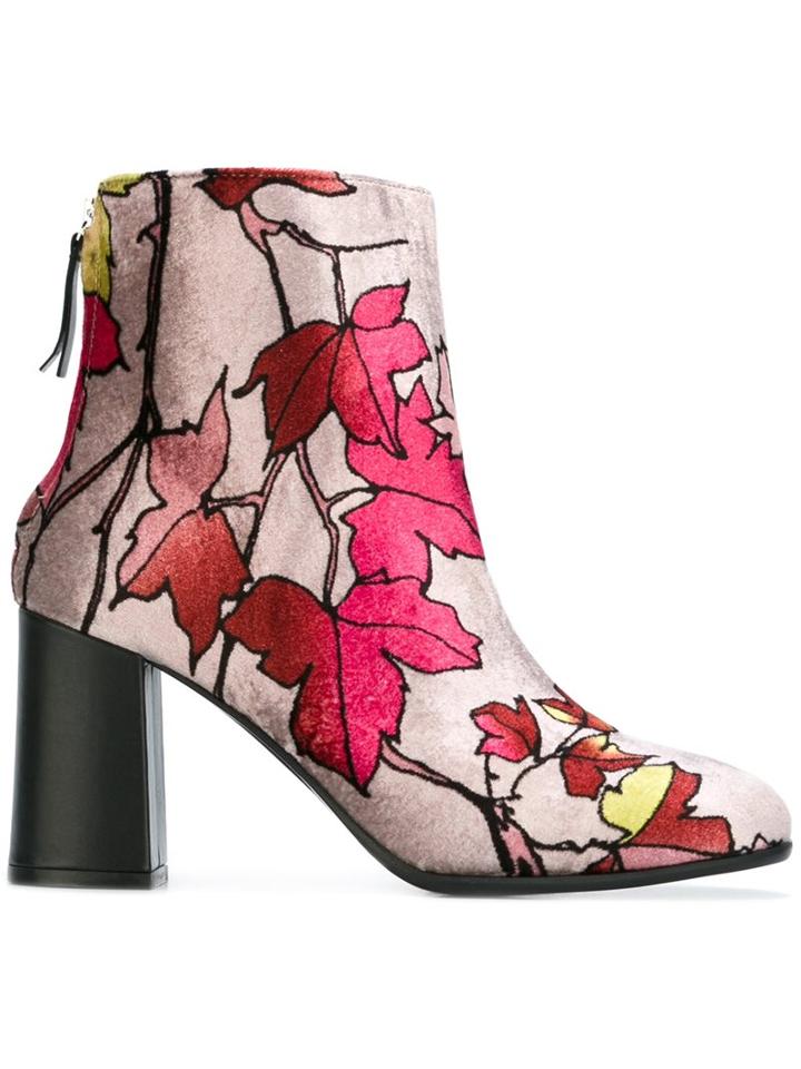 Msgm Leaf Print Ankle Boots