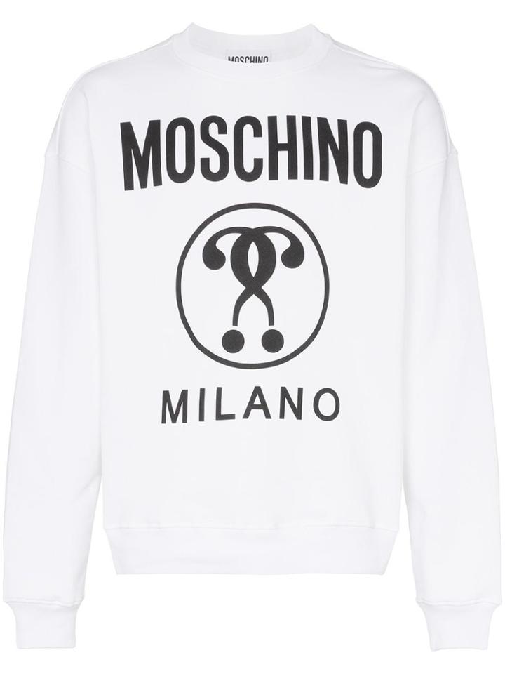 Moschino Cotton Crew Neck Logo Sweatshirt - White