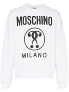 Moschino Cotton Crew Neck Logo Sweatshirt - White