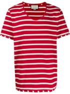 Gucci Striped Scoop-neck T-shirt - Red