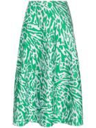 Vika Gazinskaya Leopard Print Pocketed Midi Skirt - Green