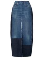 Tome Long Denim Slit Skirt, Women's, Size: 8, Blue, Cotton