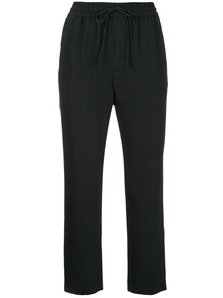 Estnation Cropped Drawstring Trousers - Black