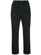 Estnation Cropped Drawstring Trousers - Black