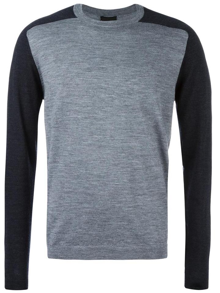 Emporio Armani Bicolour Jumper, Men's, Size: Large, Grey, Polyamide/wool