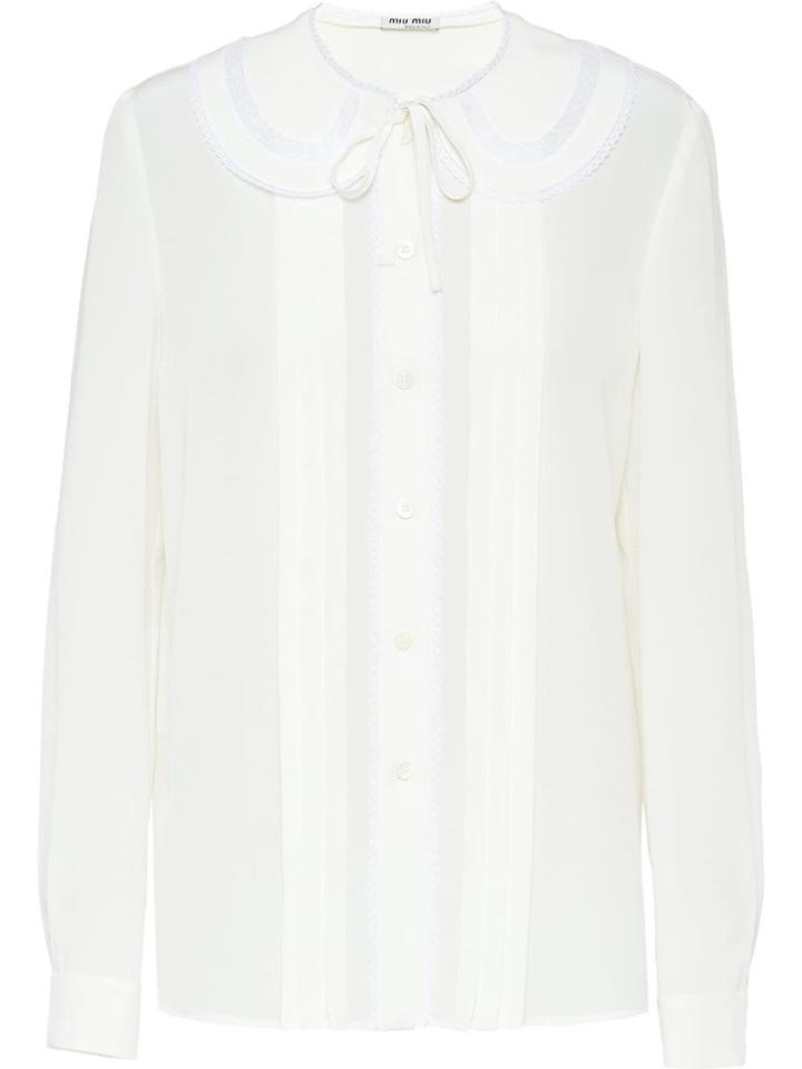 Miu Miu Crepe De Chine Lace Blouse - White