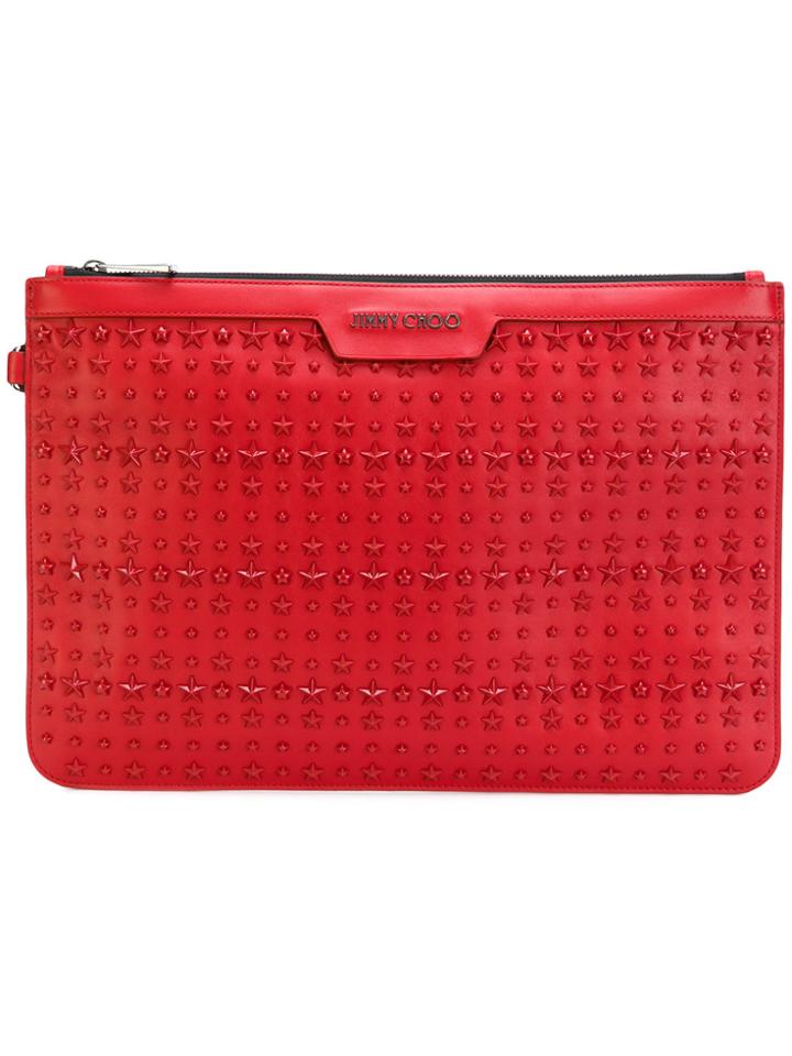 Jimmy Choo 'derek' Studded Pouch - Red