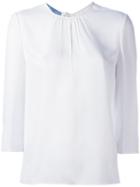 Prada Pleated Trim Top, Women's, Size: 44, White, Polyester