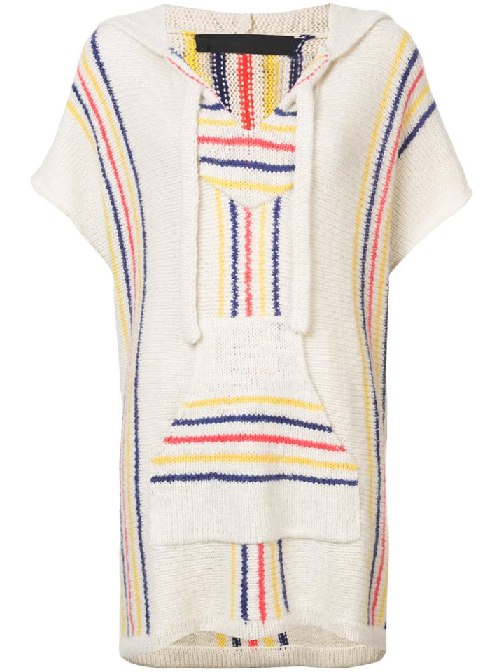 The Elder Statesman Hooded Long Cashmere Sweater - White