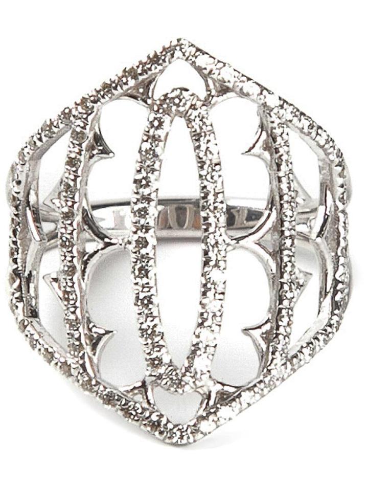 Loree Rodkin White Gold And Grey Diamond Pave Shield Ring