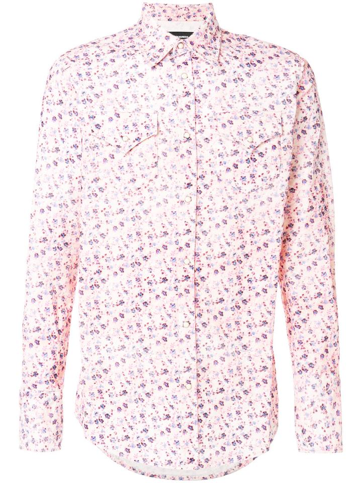 Dsquared2 - Corduroy Floral Print Shirt - Men - Cotton/spandex/elastane - 44, Pink/purple, Cotton/spandex/elastane