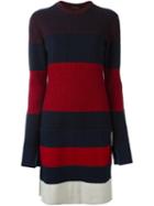 Cédric Charlier Striped Knitted Dress, Women's, Size: 40, Red, Polyamide/polyester/rayon/virgin Wool