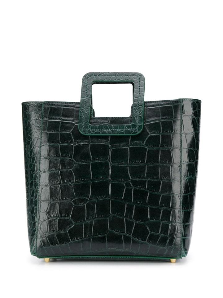 Staud Croc Effect Tote Bag - Green