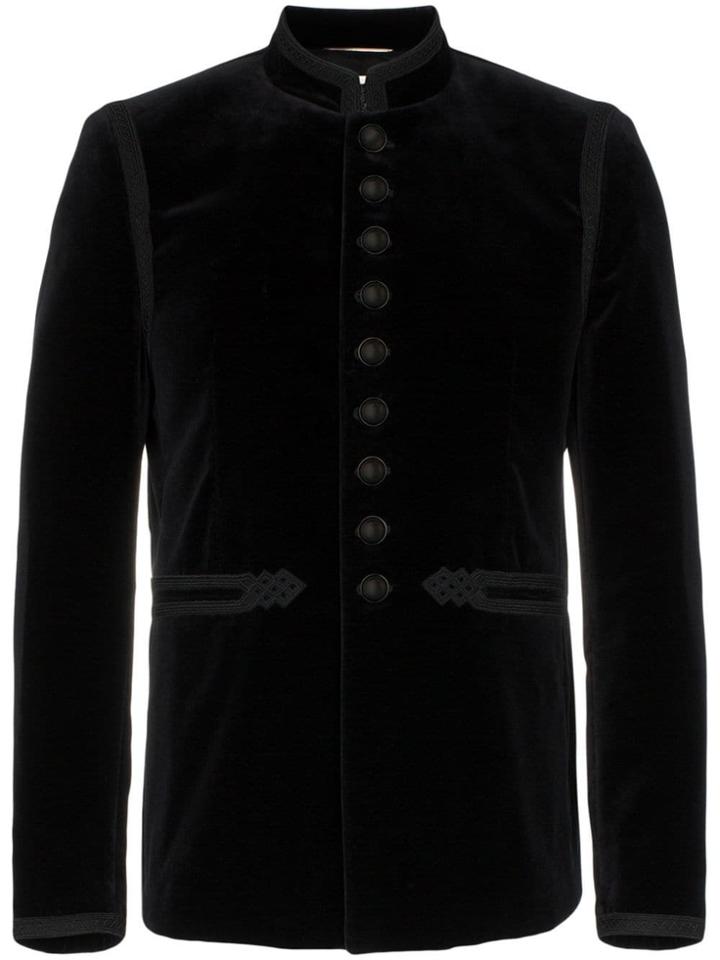 Saint Laurent Velvet Embroidered Jacket - Black