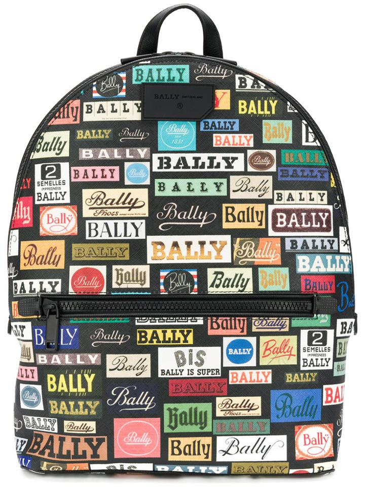 Bally Logo Print Backpack - Black
