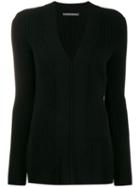 Alberta Ferretti Ribbed V-neck Sweater - Black