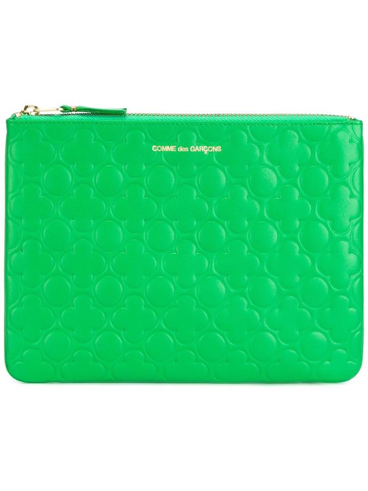 Comme Des Garçons Wallet Embossed Zipped Clutch - Green