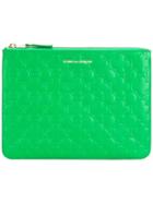Comme Des Garçons Wallet Embossed Zipped Clutch - Green