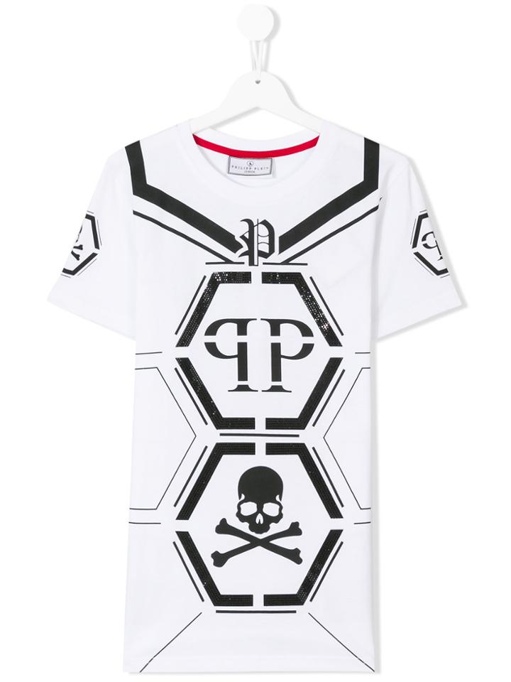 Philipp Plein Junior Teen Logo Print T-shirt - White