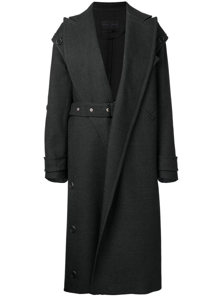 Proenza Schouler Asymmetrical Belted Long Coat - Grey