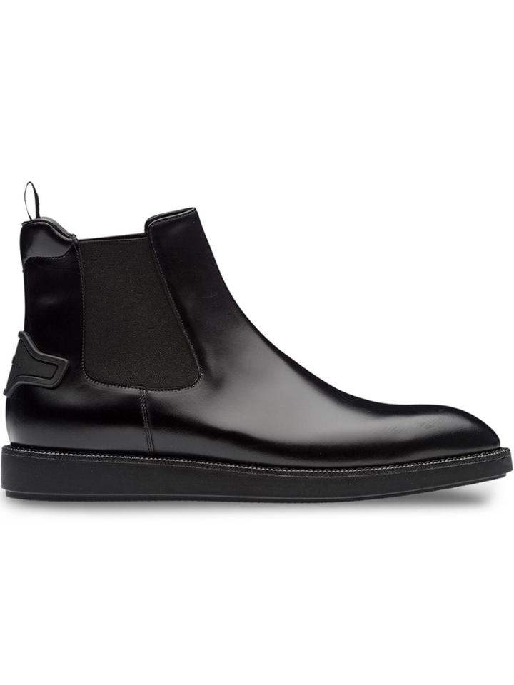 Prada Slip-on Leather Booties - Black