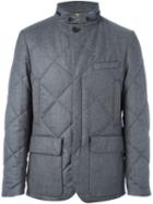 Canali Quilted Waterproof Jacket, Men's, Size: 50, Grey, Cotton/lamb Skin/polyamide/wool