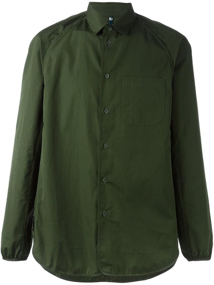 Oamc Classic Casual Shirt, Men's, Size: Large, Green, Cotton