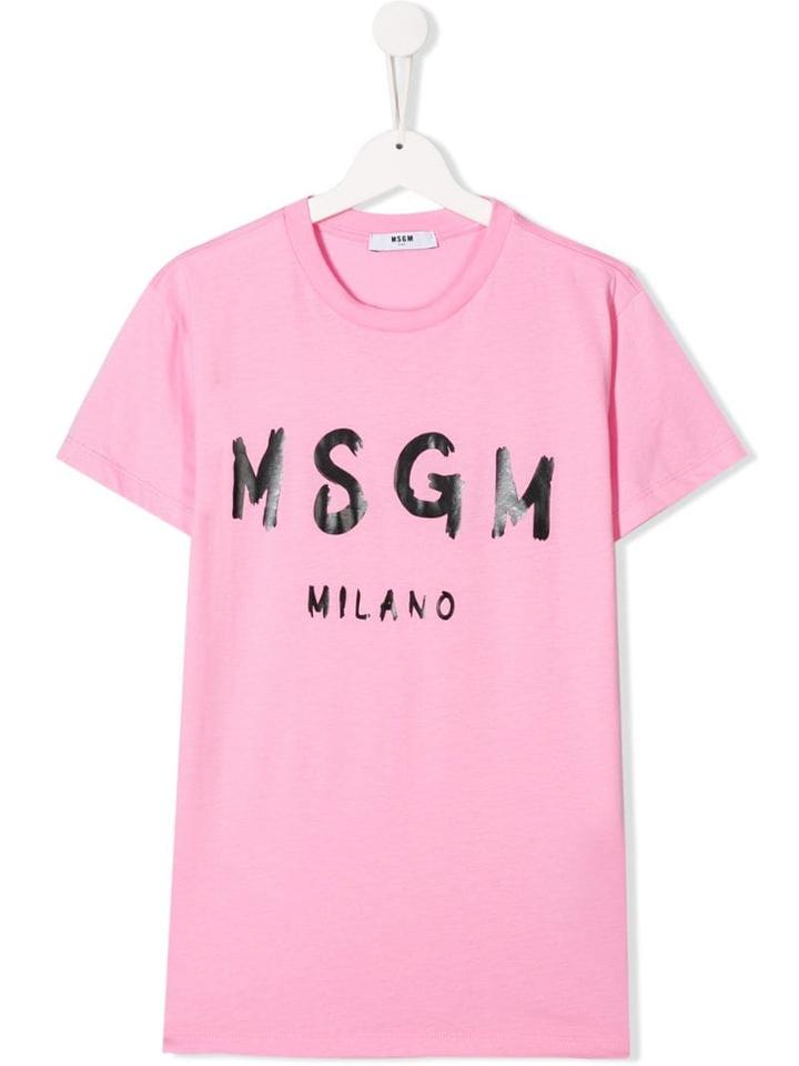 Msgm Kids Teen Freehand T-shirt - Pink