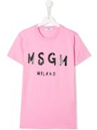 Msgm Kids Teen Freehand T-shirt - Pink