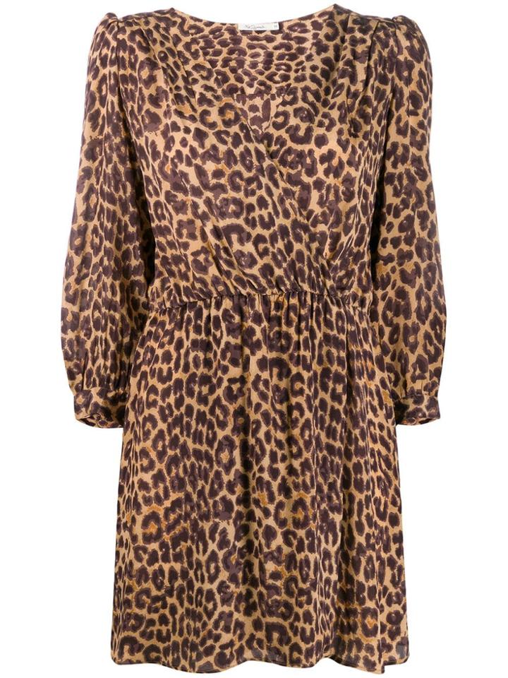 Mes Demoiselles Panther Print Wrap Dress - Brown
