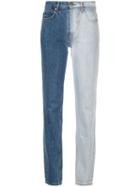 Pushbutton Bicolour Straight Jeans - Blue