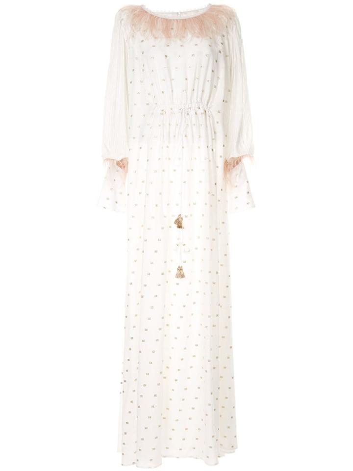 Costarellos Square Embroidered Gown - White