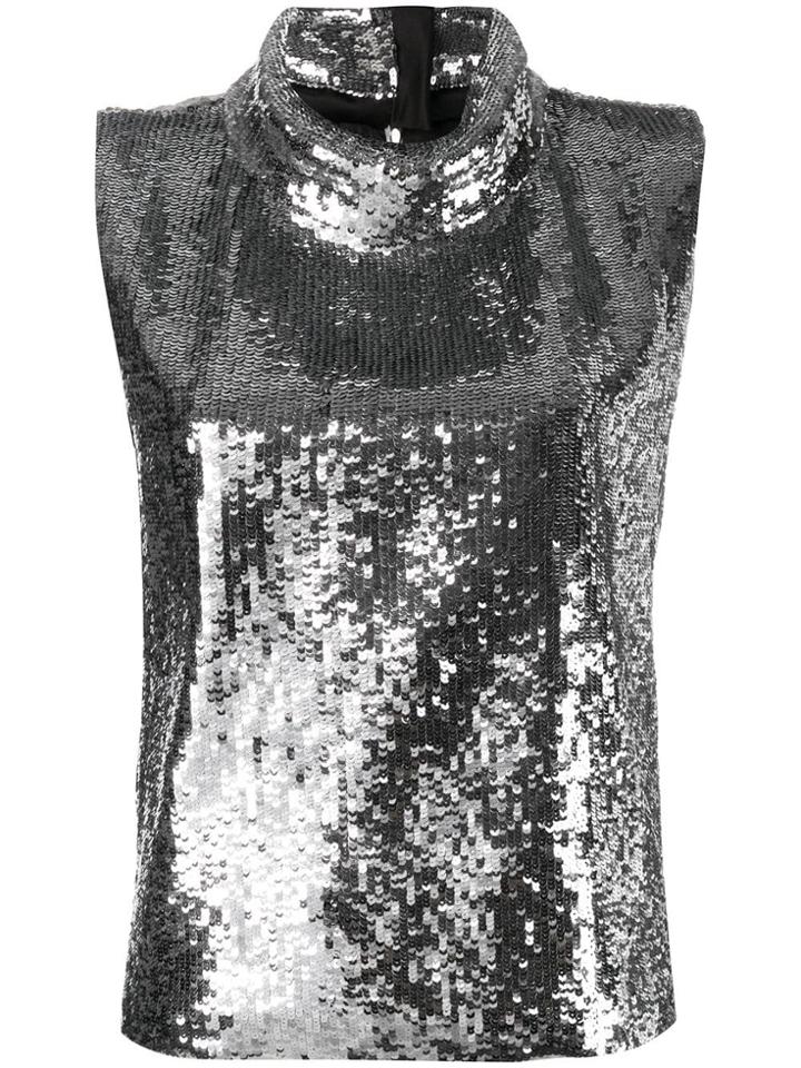Halpern Sequin Party Top - Silver