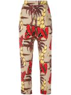 P.a.r.o.s.h. - Printed Straight Leg Trousers - Women - Silk/spandex/elastane - S, Nude/neutrals, Silk/spandex/elastane