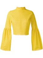 Daizy Shely - Bell Sleeve Blouse - Women - Cotton - 40, Yellow/orange, Cotton
