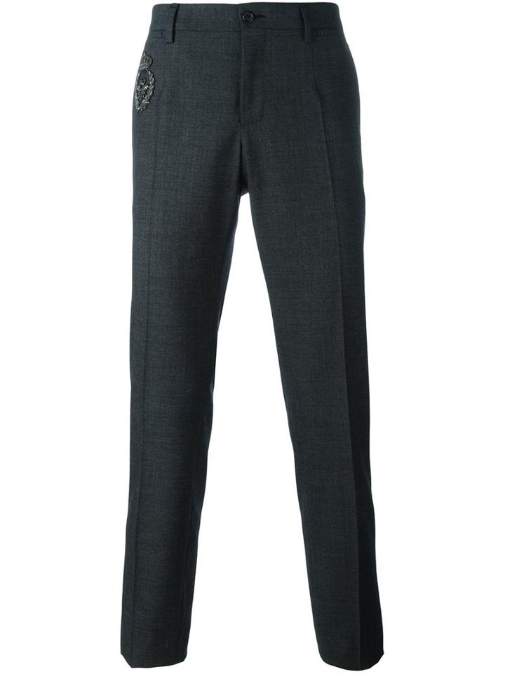 Dolce & Gabbana Tailored Trousers, Men's, Size: 48, Grey, Cotton/spandex/elastane/virgin Wool