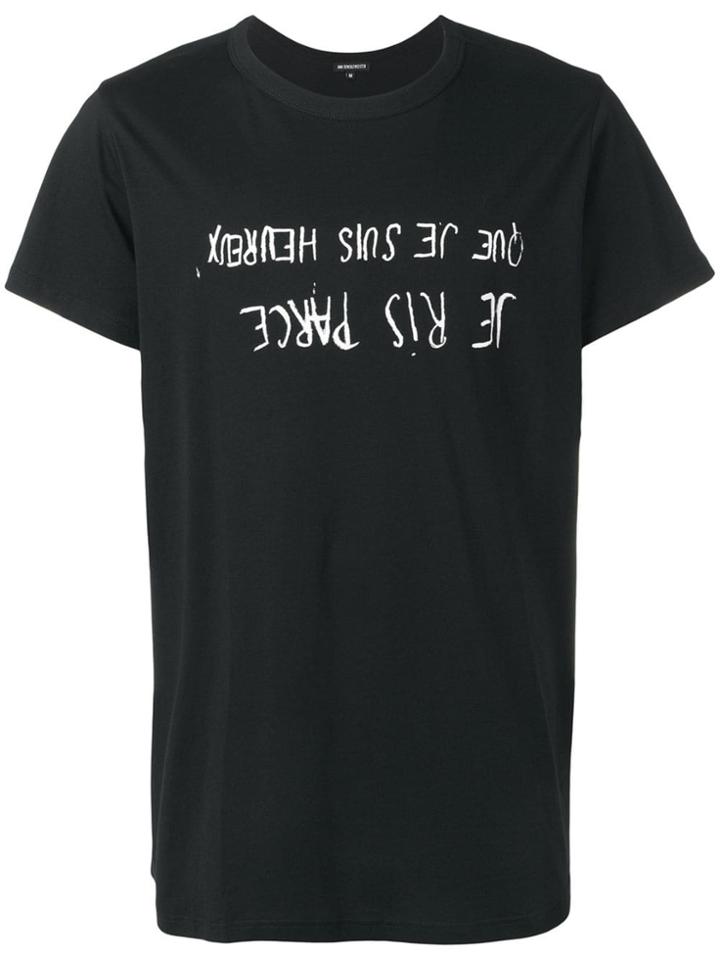 Ann Demeulemeester Slogan Print T-shirt - Black